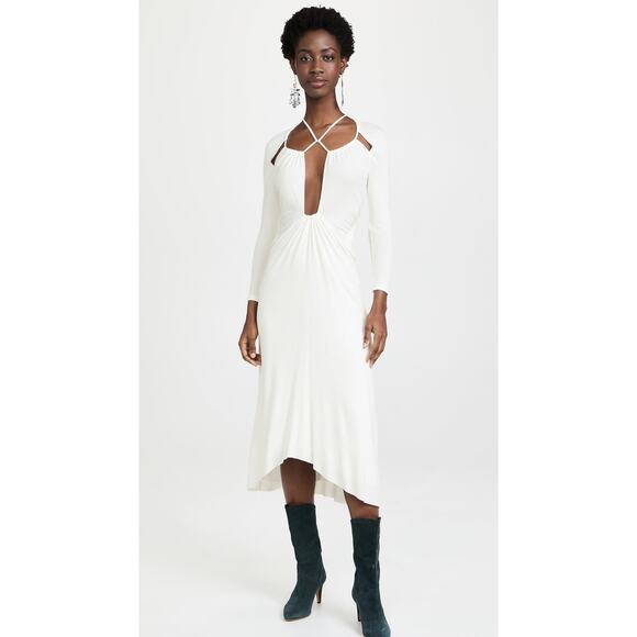 Isabel Marant White Bride Viscose Jadessi long sleeve Midi Dress sz FR 34 (US 2) - Picture 13 of 13